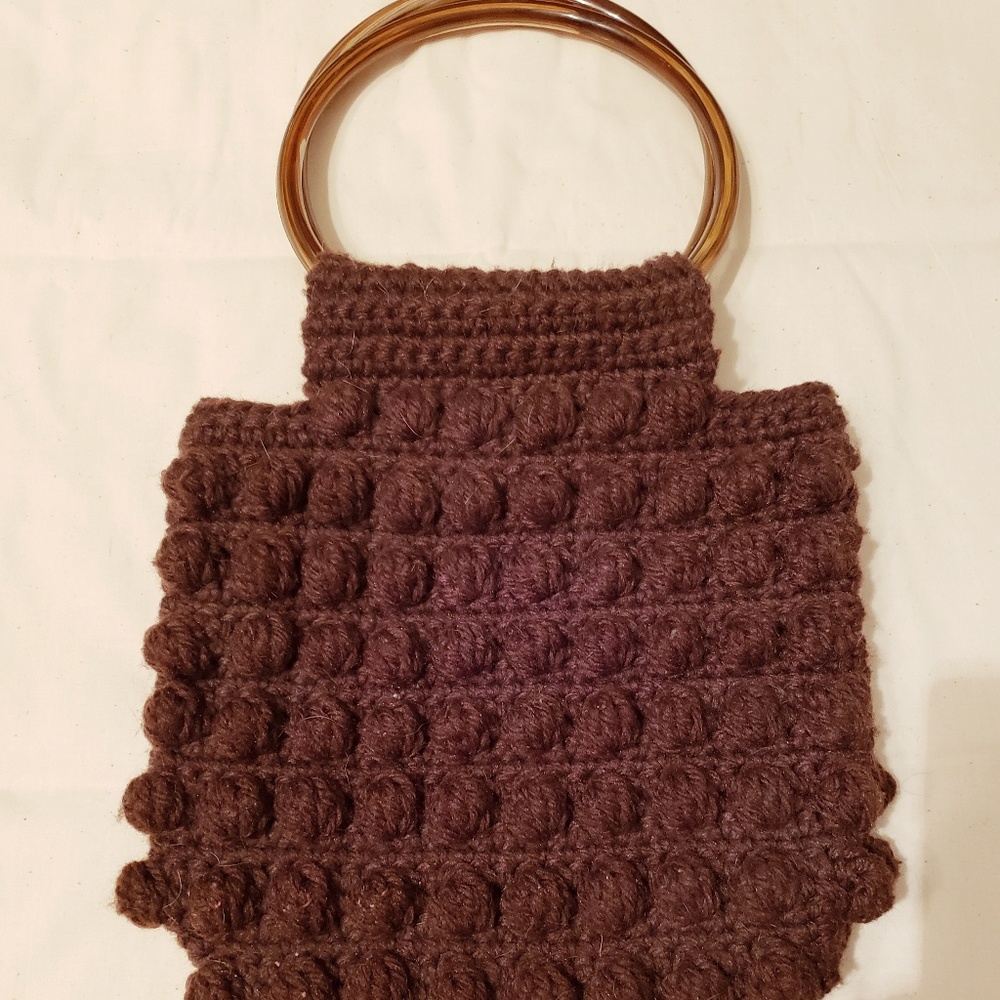 Small brown crochet purse